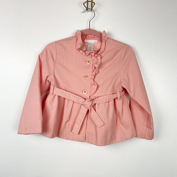 Janie and Jack Other - Janie & Jack Coral Pink Little Girls Jacket Tie Belt Size 2T-3 Ruffle